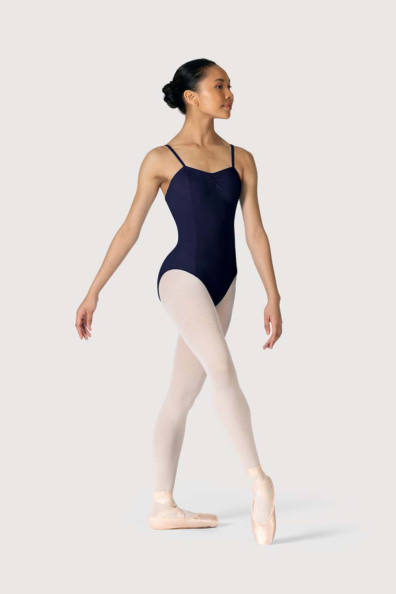 Navy Women's Bloch Claudette Gathered Cami Leotards | DUSKV78248