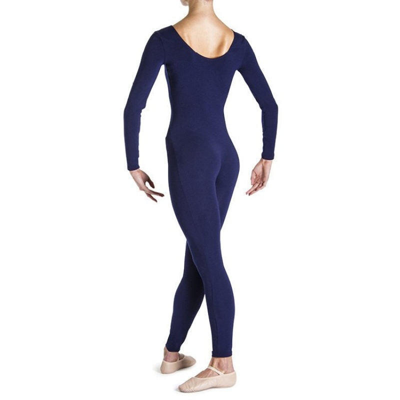 Navy Women's Bloch Eugene Long Sleeve Scoop Unitards | USNEJ67896