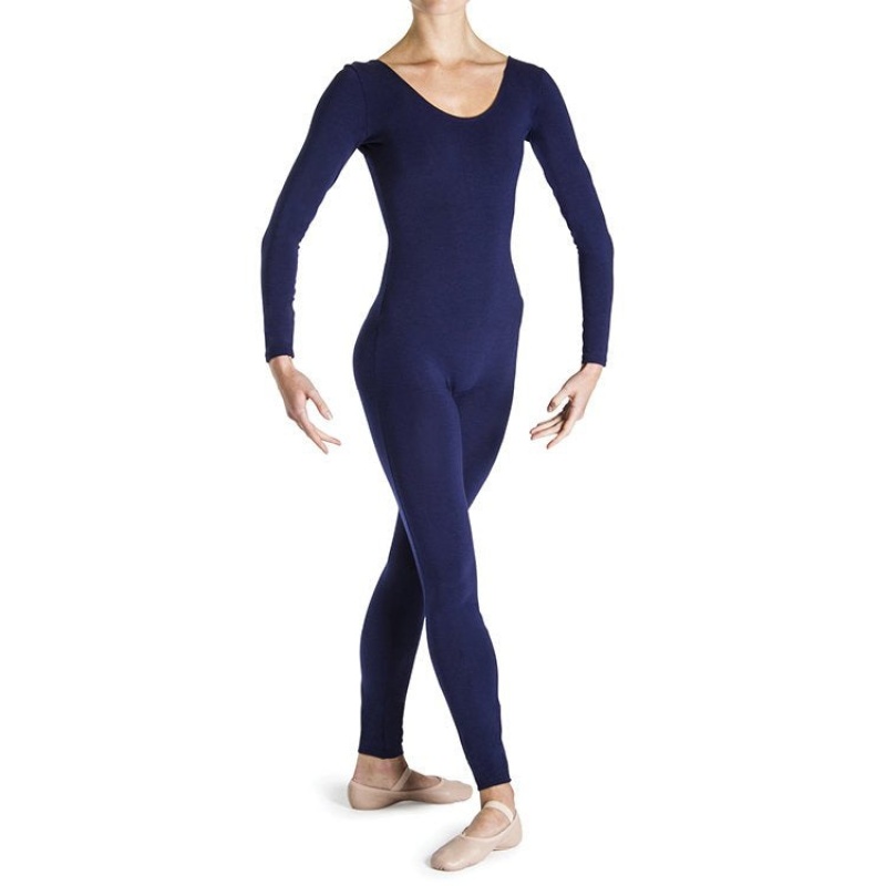 Navy Women\'s Bloch Eugene Long Sleeve Scoop Unitards | USNEJ67896