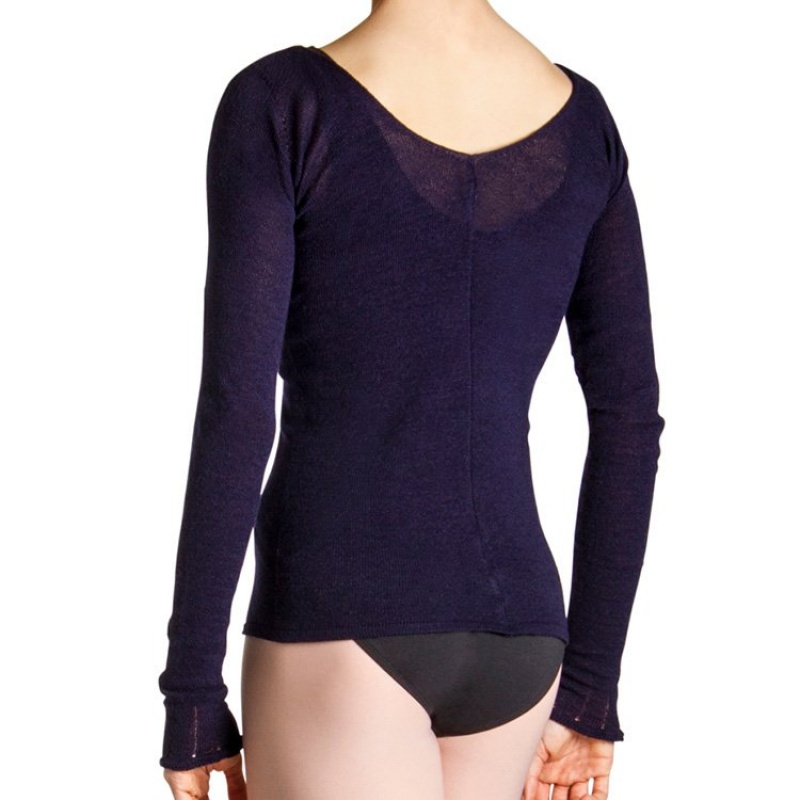 Navy Women's Bloch Kara Long Sleeve Knitwear | GUSEC44990