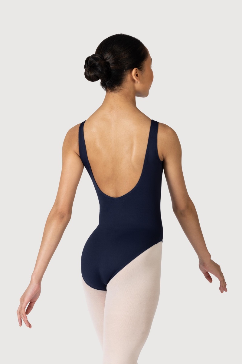 Navy Women's Bloch Microlux™ Nyla Gather Front & Low Back Leotards | USCVG56247