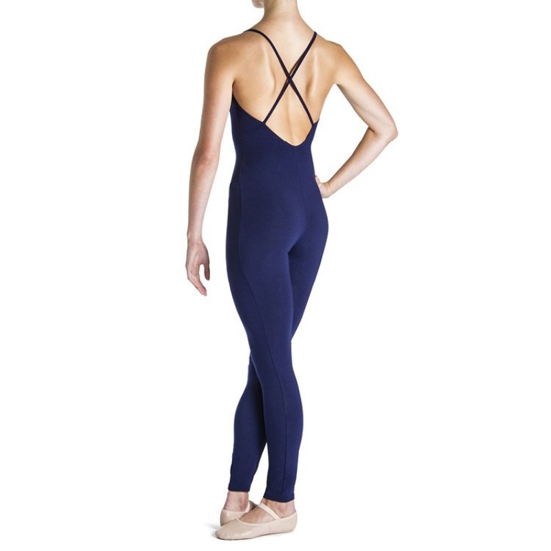 Navy Women's Bloch Una Cross Back Unitards | LUSTR42371