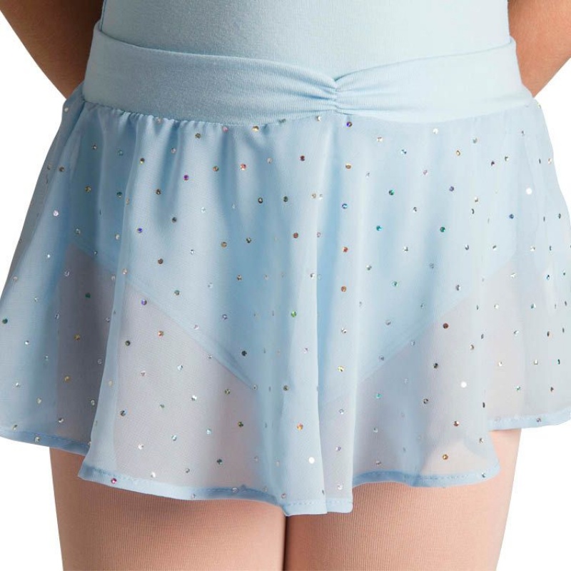 Pastel Blue Kids' Bloch Olesia Sequin Spotted Skirts | FUSHY31905