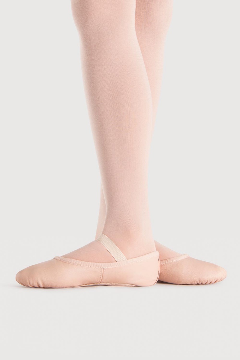 Pink Kids' Bloch Dansoft Leather Girls Ballet Flats | QUSUV50837