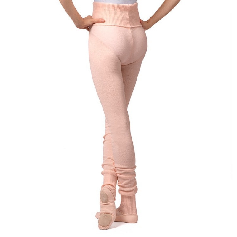 Pink Women's Bloch Full Length Roll Waist Womens Warmup Pant Knitwear | USICD45923