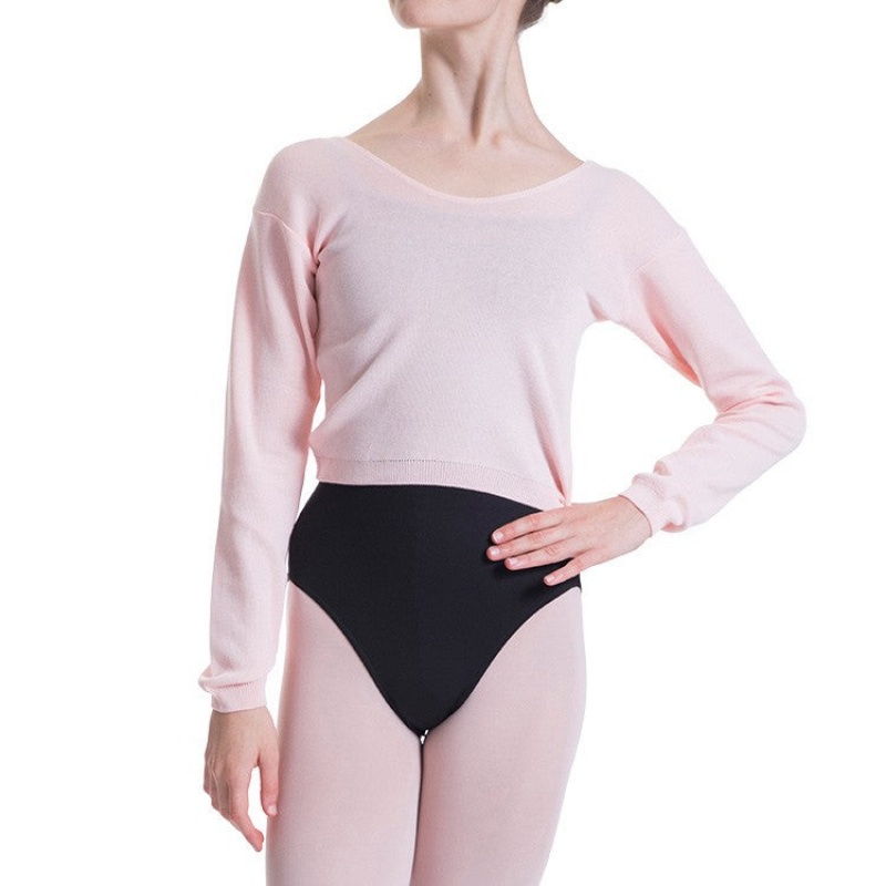 Pink Women's Bloch Overt Cropped Long Sleeve Sweater Tops | YUSGT68656