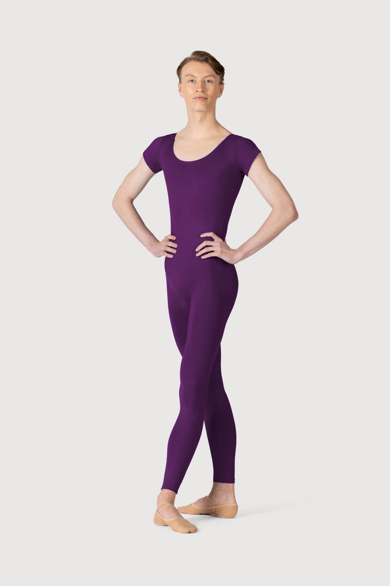 Plum Men\'s Bloch Microlux™ Scoop Neck Cap Sleeve Unitards | USEAH22014