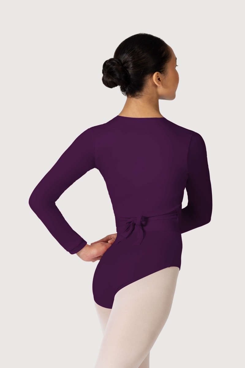 Plum Women's Bloch Overture Crossover Long Sleeve Wrap Tops | XUSGW48346