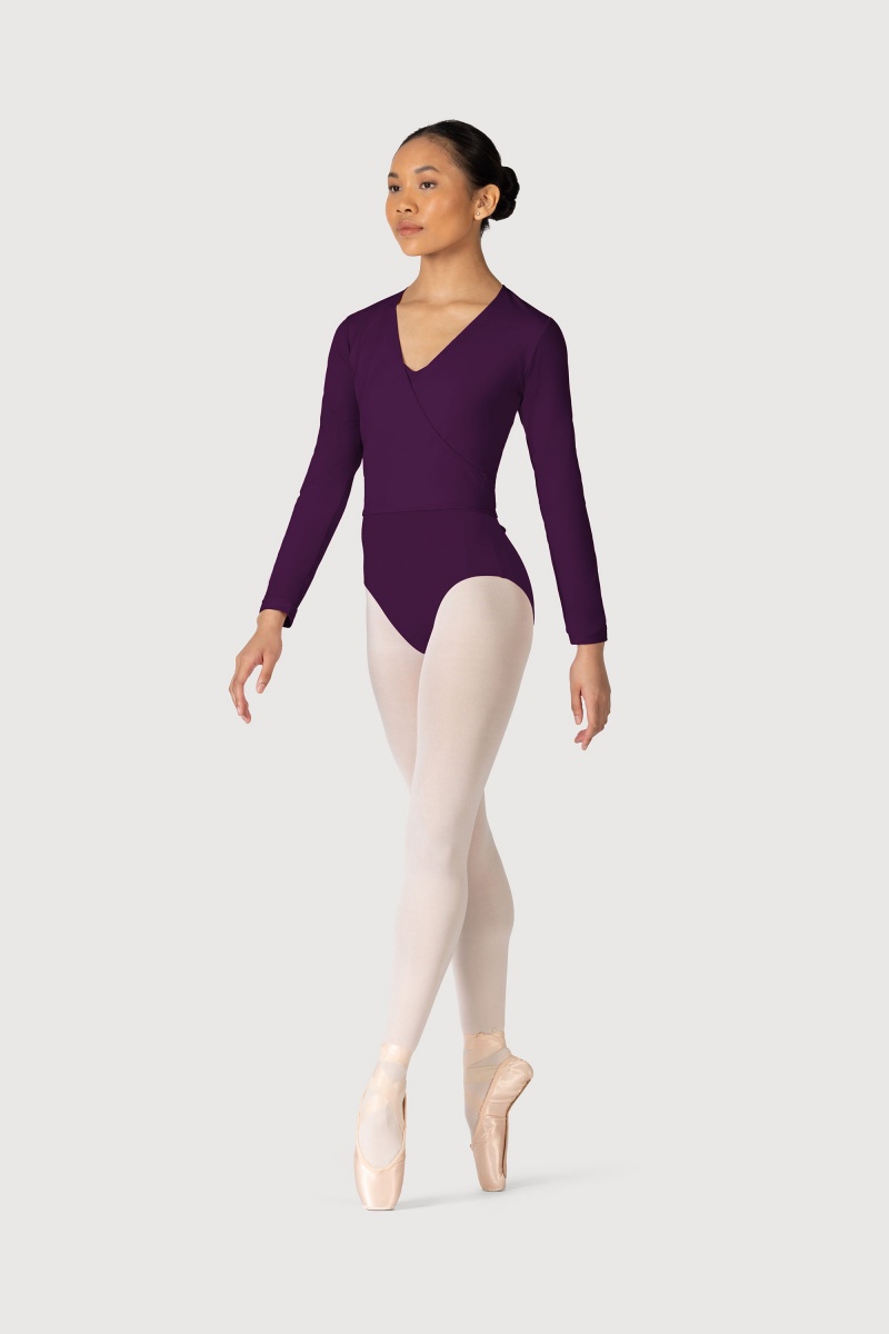 Plum Women's Bloch Overture Crossover Long Sleeve Wrap Tops | XUSGW48346