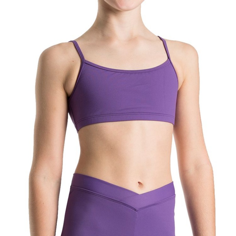 Purple Kids\' Bloch Dielle Straight Front Crop Tops | USNZX25772