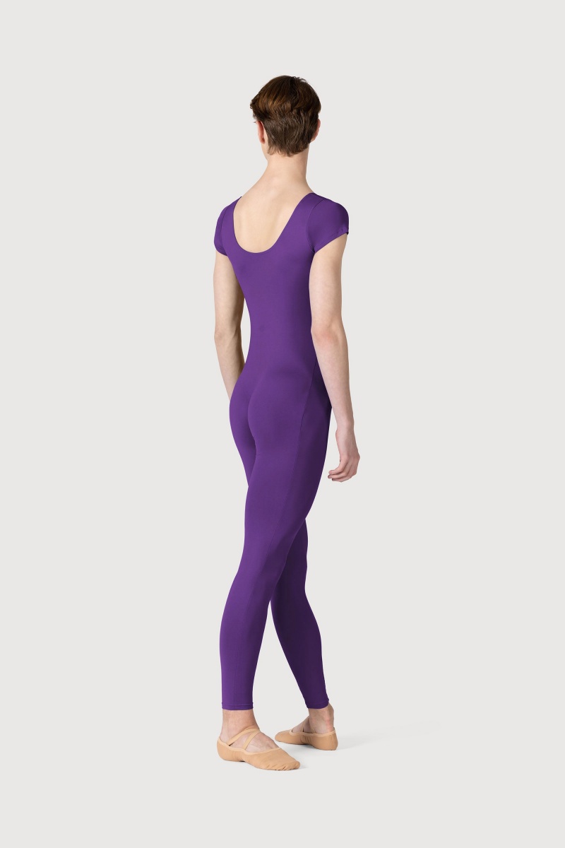 Purple Men's Bloch Microlux™ Scoop Neck Cap Sleeve Unitards | TUSPQ66108