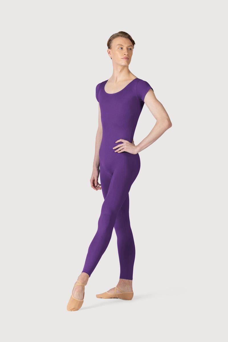 Purple Men\'s Bloch Microlux™ Scoop Neck Cap Sleeve Unitards | TUSPQ66108