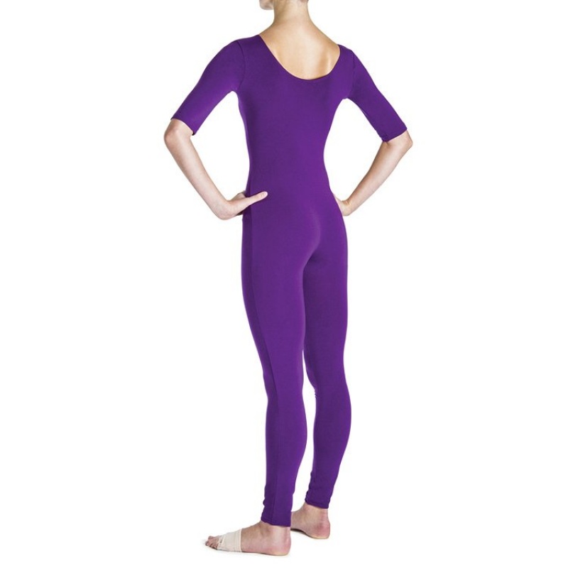 Purple Women's Bloch Euna ¾ Sleeve Unitards | XUSGW75528