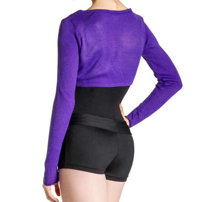 Purple Women's Bloch Karola Cropped Tie Knitwear | USJZR66998