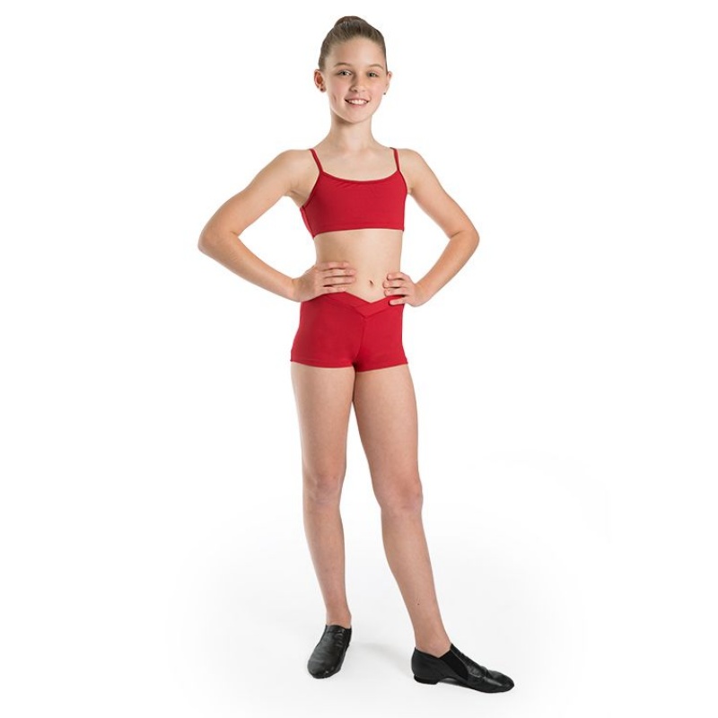 Red Kids' Bloch Dielle Straight Front Crop Tops | LUSTR84228