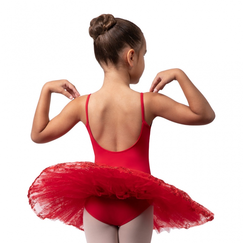 Red Kids' Bloch Perlaida' Sequin Overlay Tutu Leotards | EUSHC55196