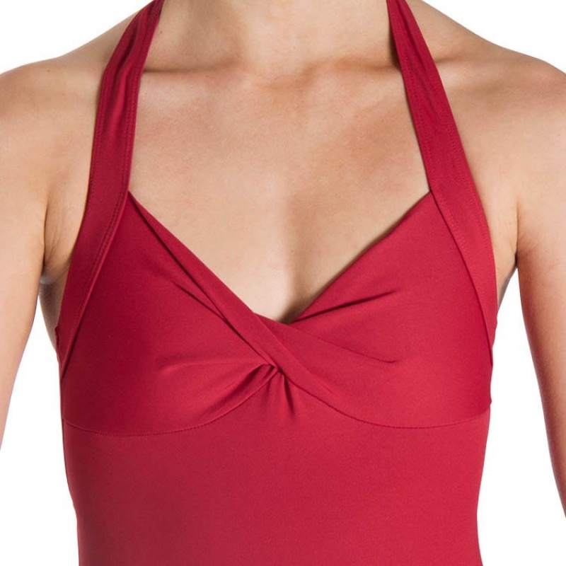 Red Women's Bloch Cinnamon Halter Leotards | USQCS66585