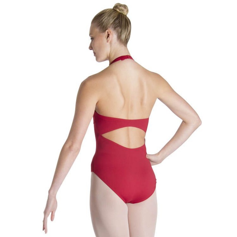 Red Women\'s Bloch Cinnamon Halter Leotards | USQCS66585