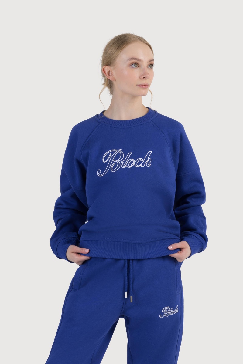 Satin Sky Women's Bloch Off-Duty Terry Crew Sweat Tops | USEGJ21054