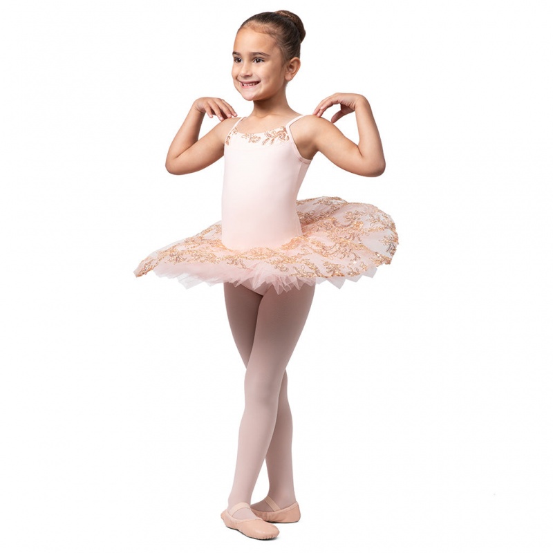 Shell Pink Kids' Bloch Perlaida' Sequin Overlay Tutu Leotards | YUSGT65590