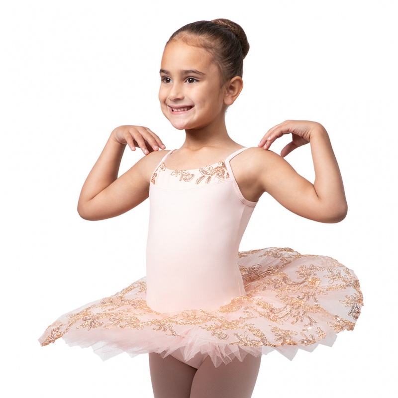 Shell Pink Kids\' Bloch Perlaida\' Sequin Overlay Tutu Leotards | YUSGT65590