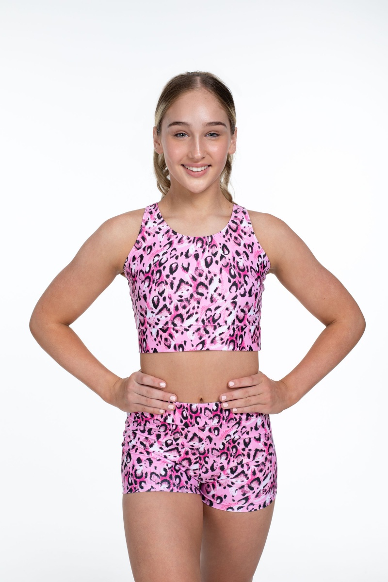 Sketch Leopard Kids' Bloch Flo Active Jasmine V Back Tops | USJVR15509