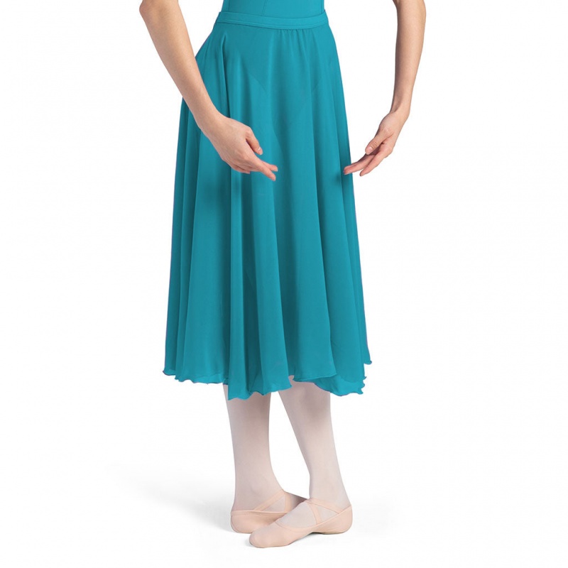 Teal Women\'s Bloch Cambria Full Circle Chiffon Skirts | USXMI94377