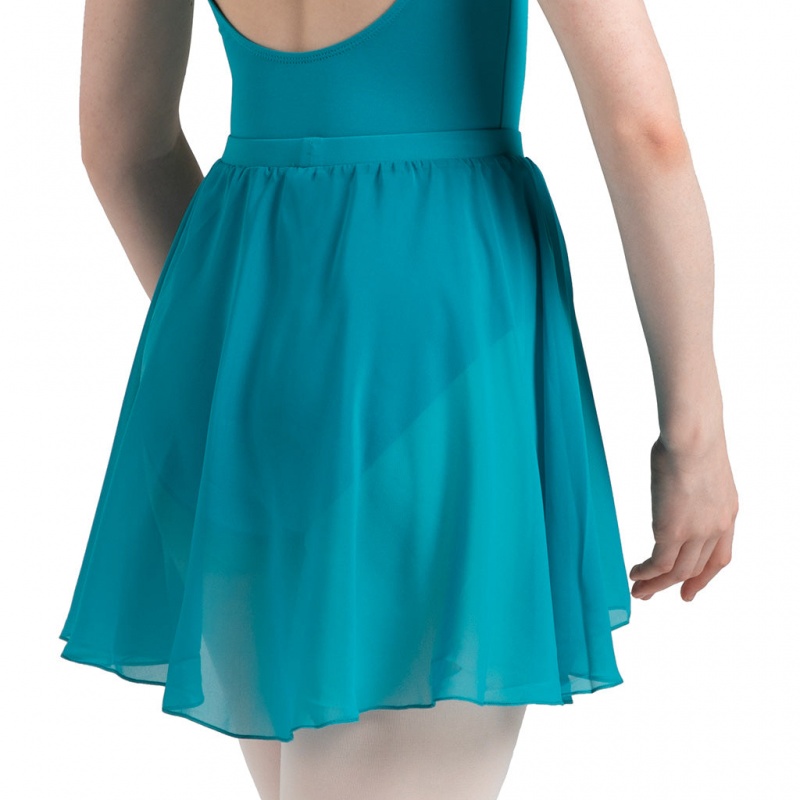 Teal Women's Bloch Chezanne Chiffon Mock Wrap Skirts | GUSUC18039