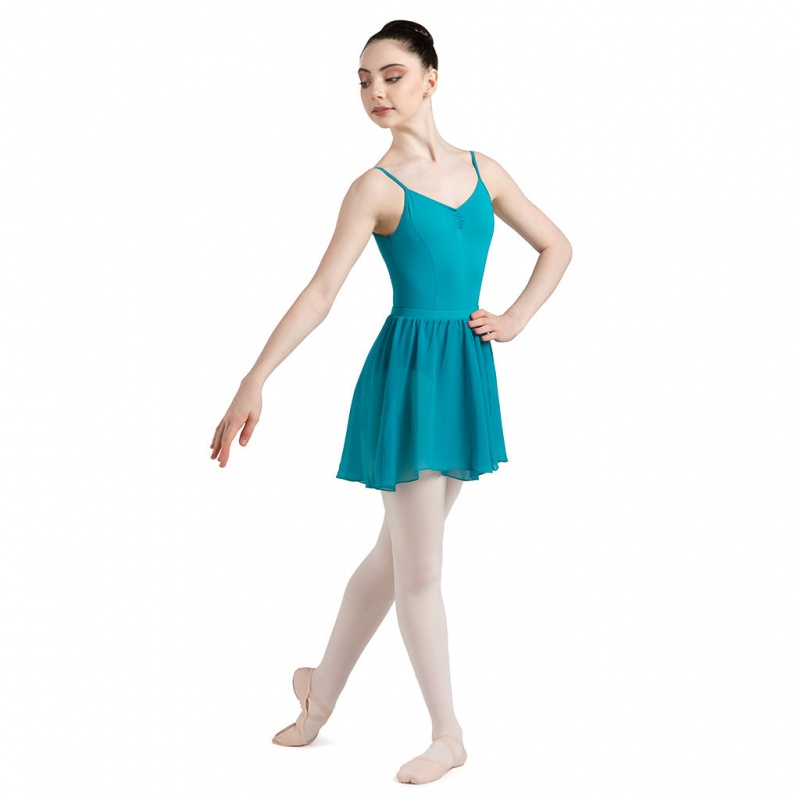 Teal Women's Bloch Chezanne Chiffon Mock Wrap Skirts | GUSUC18039