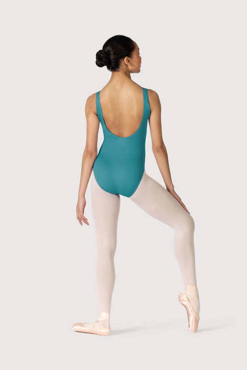 Teal Women's Bloch Microlux™ Nyla Gather Front & Low Back Leotards | USEGJ23568