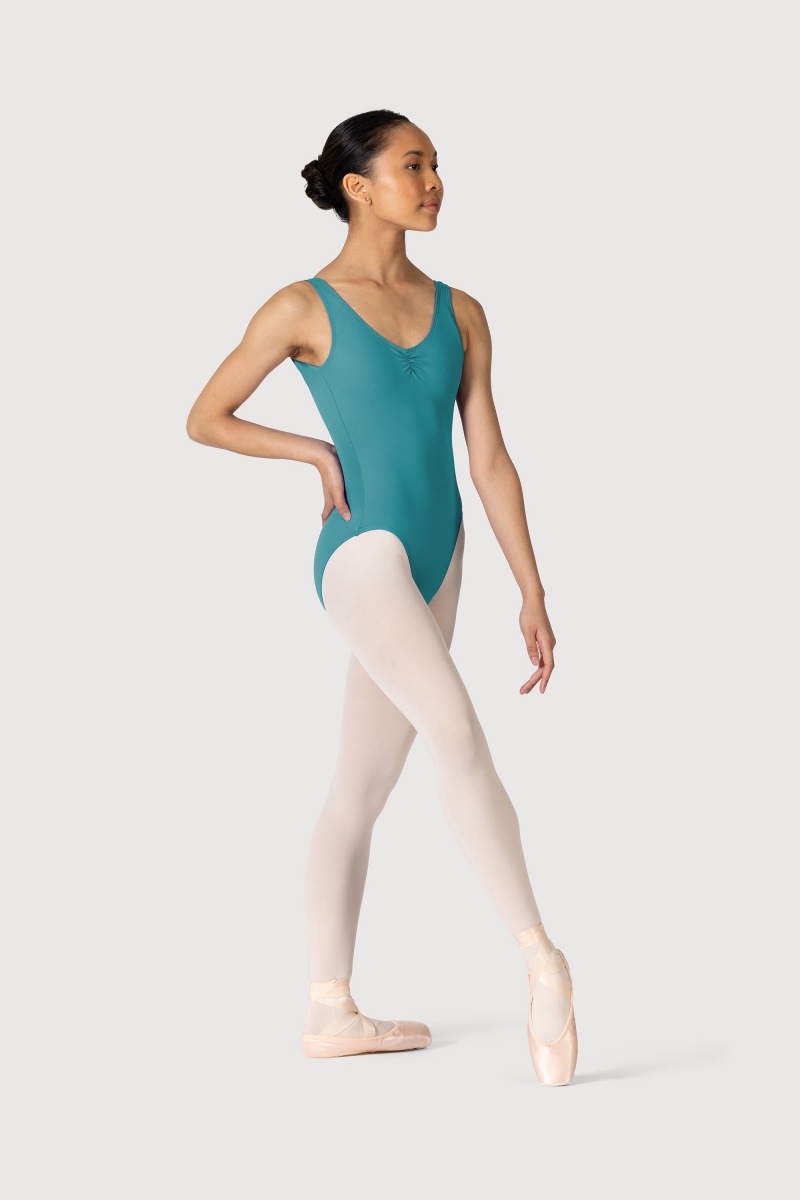 Teal Women's Bloch Microlux™ Nyla Gather Front & Low Back Leotards | USEGJ23568