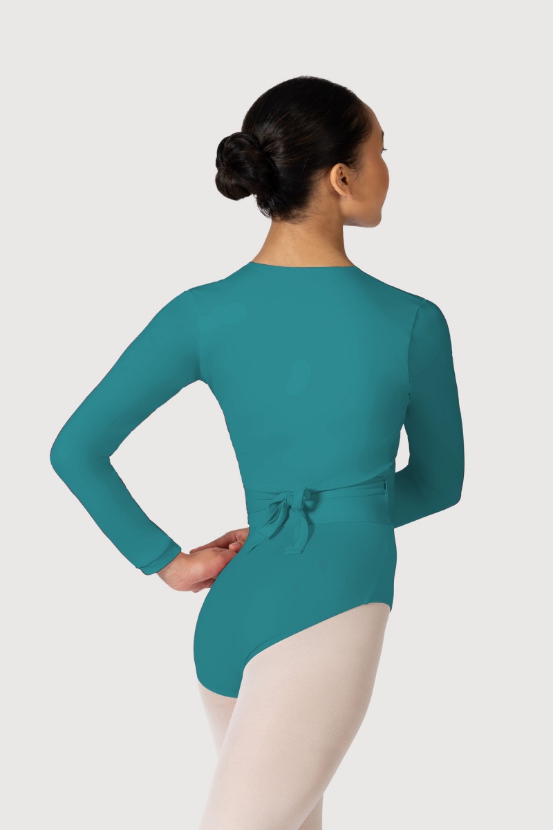 Teal Women's Bloch Overture Crossover Long Sleeve Wrap Tops | USCVG92965