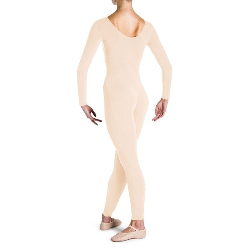 Wheat Women's Bloch Eugene Long Sleeve Scoop Unitards | DUSKV65384