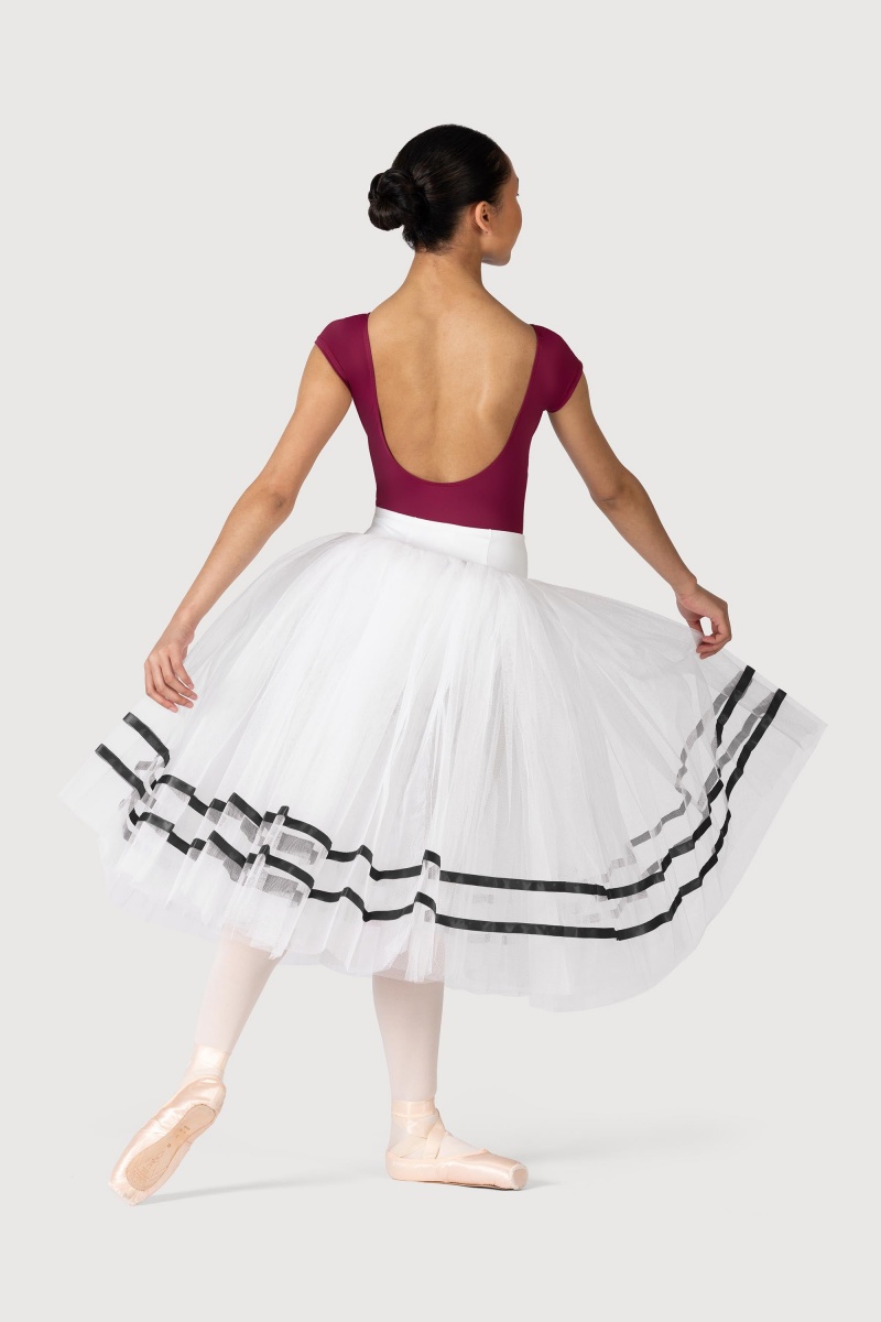 White/Black Women's Bloch Giselle Ribbon Romantic ½ Tutu Skirts | BUSSD58064