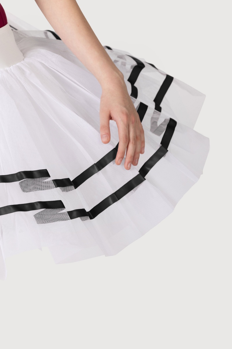 White/Black Women's Bloch Nadia Ribbon ½ Tutu Skirts | TUSWZ42076