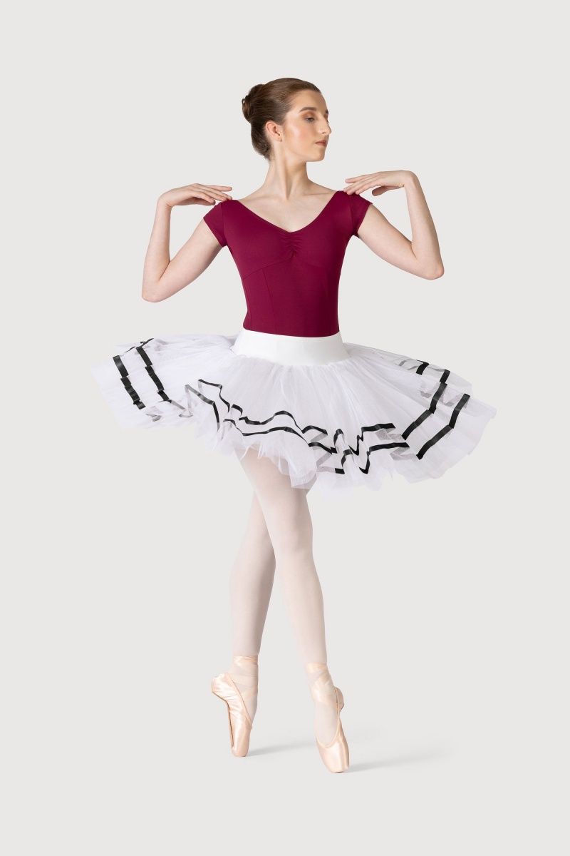 White/Black Women\'s Bloch Nadia Ribbon ½ Tutu Skirts | TUSWZ42076