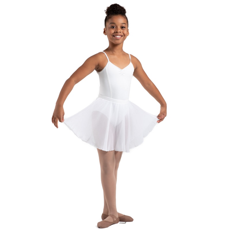 White Kids' Bloch Chayanne Chiffon Short Circle Skirts | USZPD67241