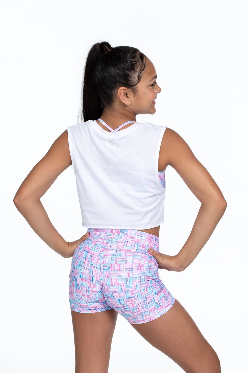 White Kids' Bloch Flo Active Crop Muscle Tops | USZDE35829