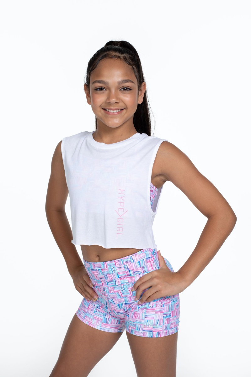 White Kids' Bloch Flo Active Crop Muscle Tops | USZDE35829