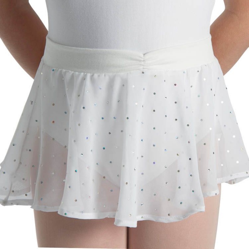 White Kids' Bloch Olesia Sequin Spotted Skirts | USEGJ72170