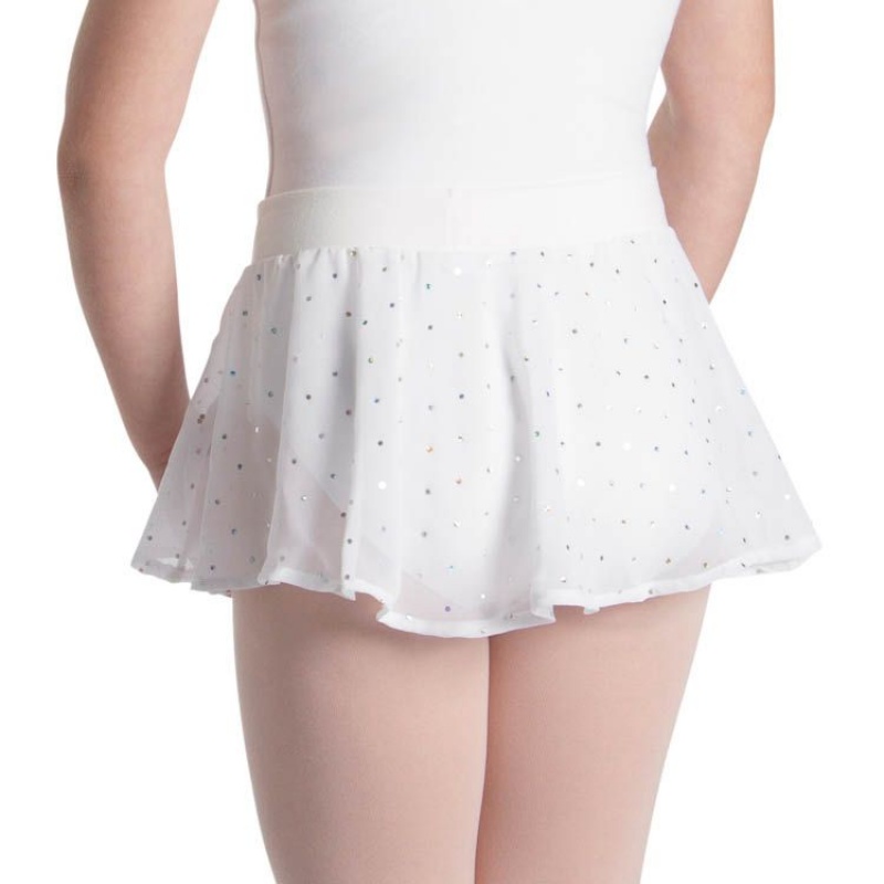 White Kids' Bloch Olesia Sequin Spotted Skirts | USEGJ72170