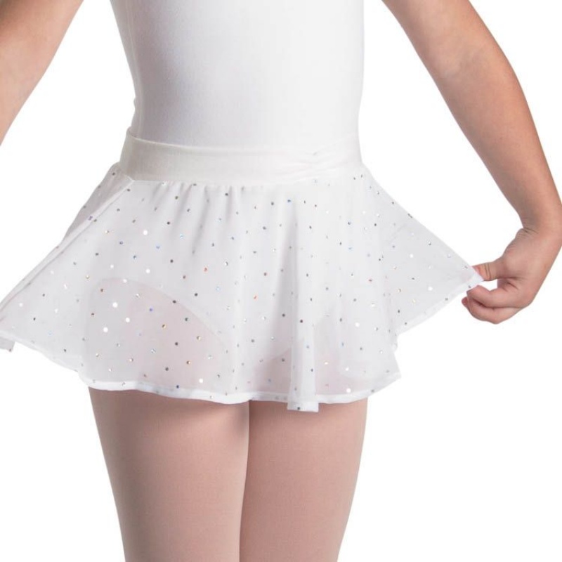 White Kids\' Bloch Olesia Sequin Spotted Skirts | USEGJ72170