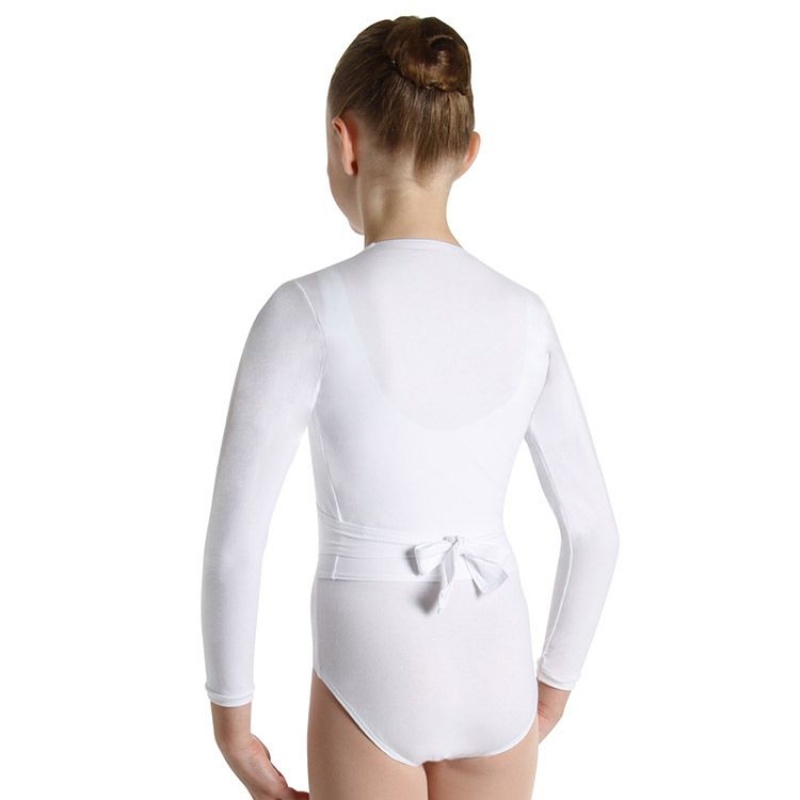 White Kids' Bloch Xenia Cross-Over Tops | TUSPQ23548