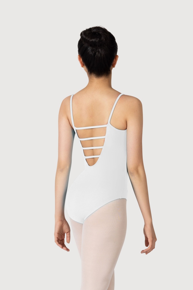 White Women's Bloch Overture Oxana Quad Strap Leotards | USJKU83538